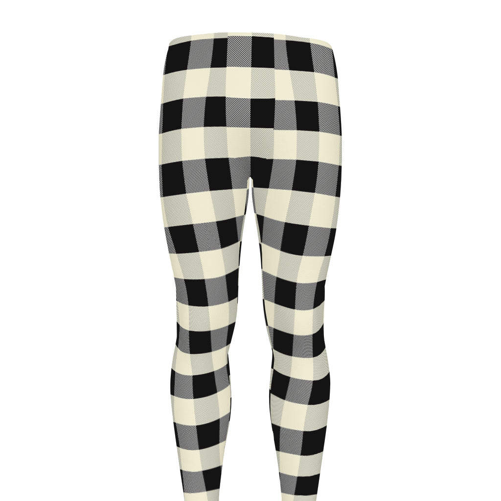 Beige And Black Buffalo Check Print Men's leggings