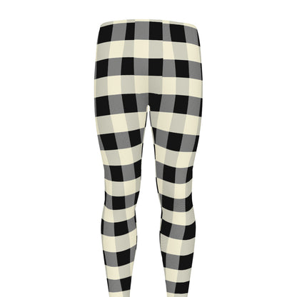 Beige And Black Buffalo Check Print Men's leggings