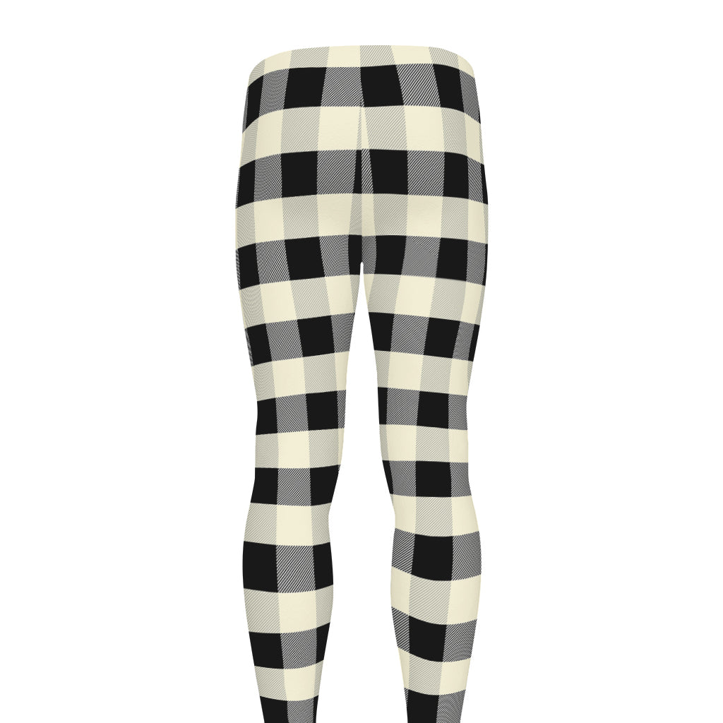 Beige And Black Buffalo Check Print Men's leggings