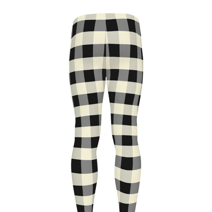Beige And Black Buffalo Check Print Men's leggings
