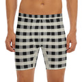Beige And Black Buffalo Check Print Men's Long Boxer Briefs