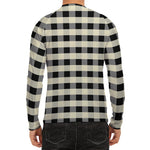 Beige And Black Buffalo Check Print Men's Long Sleeve Rash Guard