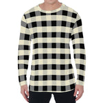 Beige And Black Buffalo Check Print Men's Long Sleeve T-Shirt