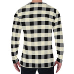 Beige And Black Buffalo Check Print Men's Long Sleeve T-Shirt