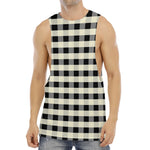 Beige And Black Buffalo Check Print Men's Muscle Tank Top