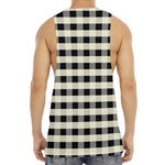 Beige And Black Buffalo Check Print Men's Muscle Tank Top
