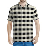 Beige And Black Buffalo Check Print Men's Polo Shirt