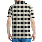 Beige And Black Buffalo Check Print Men's Polo Shirt