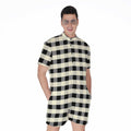 Beige And Black Buffalo Check Print Men's Romper