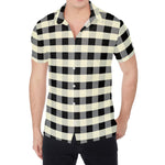 Beige And Black Buffalo Check Print Men's Shirt