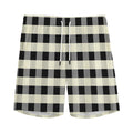 Beige And Black Buffalo Check Print Men's Athletic Shorts