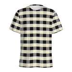 Beige And Black Buffalo Check Print Men's Sports T-Shirt