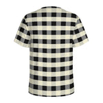 Beige And Black Buffalo Check Print Men's Sports T-Shirt