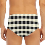 Beige And Black Buffalo Check Print Men's Triangle Swim Briefs