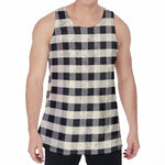 Beige And Black Buffalo Check Print Men's Velvet Tank Top