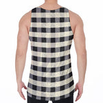 Beige And Black Buffalo Check Print Men's Velvet Tank Top
