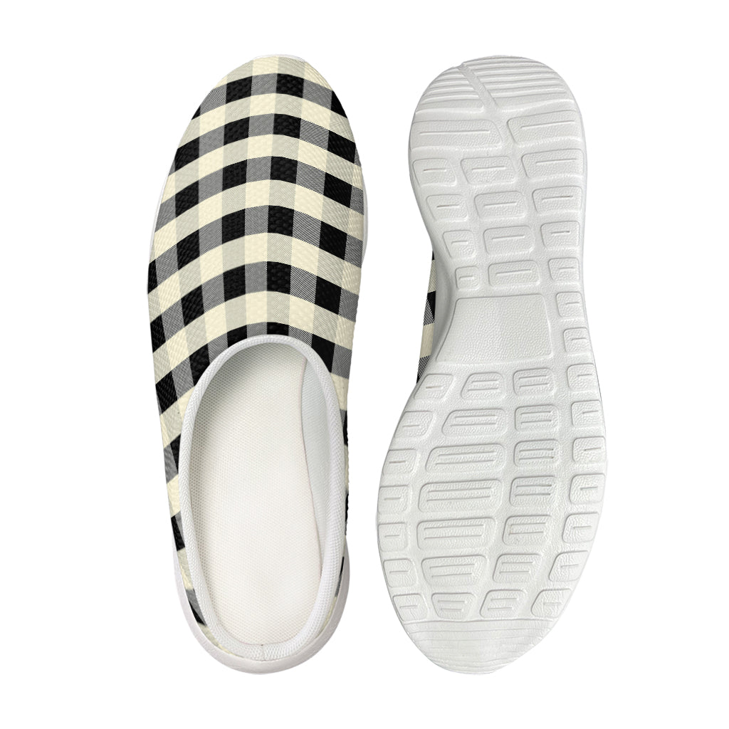Beige And Black Buffalo Check Print Mesh Casual Shoes