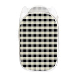 Beige And Black Buffalo Check Print Mesh Laundry Hamper