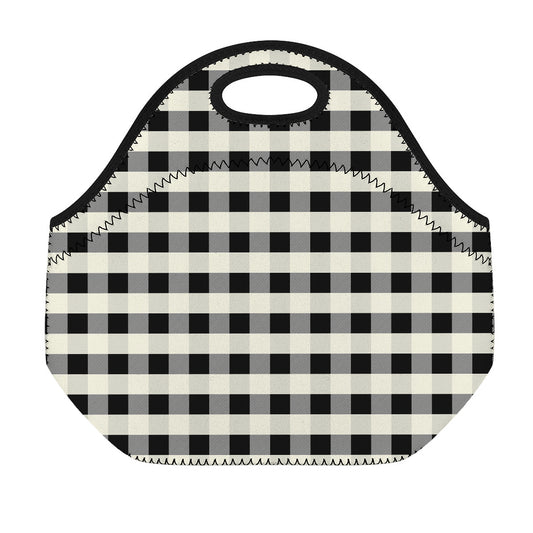 Beige And Black Buffalo Check Print Neoprene Lunch Bag