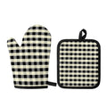 Beige And Black Buffalo Check Print Oven Mitt And Pot Holder Set