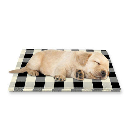 Beige And Black Buffalo Check Print Pet Cooling Mat Cover