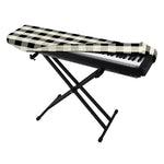 Beige And Black Buffalo Check Print Piano Keyboard Cover