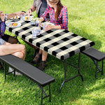 Beige And Black Buffalo Check Print Picnic Table Cover