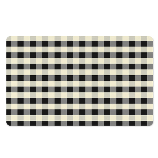 Beige And Black Buffalo Check Print Polyester Doormat
