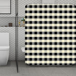 Beige And Black Buffalo Check Print Polyester Shower Curtain