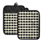 Beige And Black Buffalo Check Print Pot Holders With Pocket