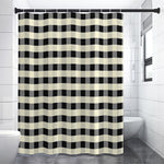 Beige And Black Buffalo Check Print Premium Shower Curtain
