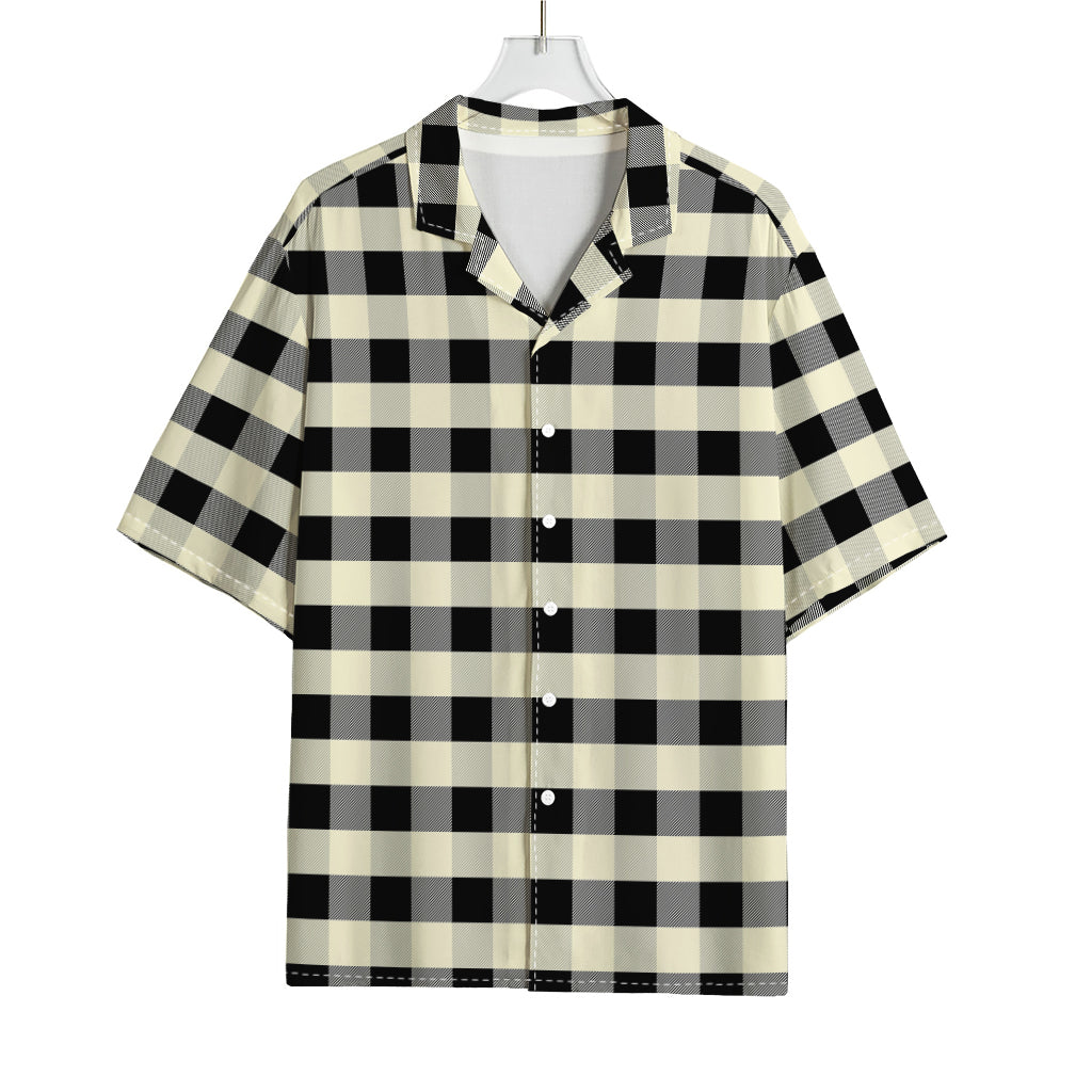 Beige And Black Buffalo Check Print Rayon Hawaiian Shirt