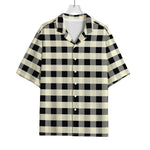 Beige And Black Buffalo Check Print Rayon Hawaiian Shirt