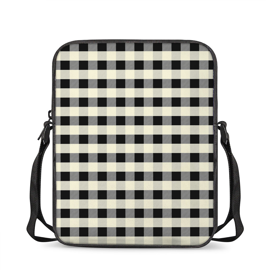 Beige And Black Buffalo Check Print Rectangular Crossbody Bag