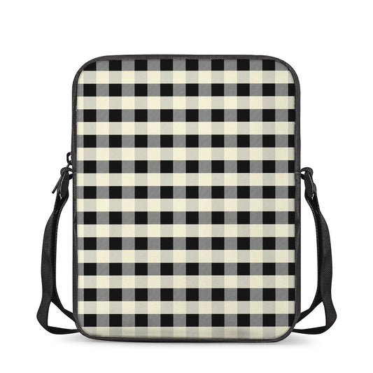 Beige And Black Buffalo Check Print Rectangular Crossbody Bag