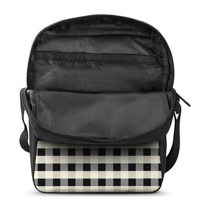 Beige And Black Buffalo Check Print Rectangular Crossbody Bag