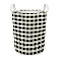 Beige And Black Buffalo Check Print Round Laundry Basket