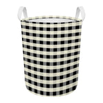 Beige And Black Buffalo Check Print Round Laundry Basket