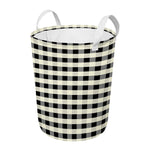 Beige And Black Buffalo Check Print Round Laundry Basket