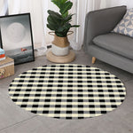 Beige And Black Buffalo Check Print Round Rug