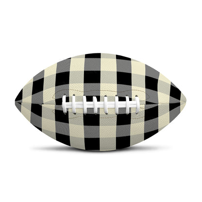 Beige And Black Buffalo Check Print Rugby Ball