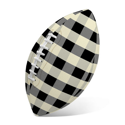 Beige And Black Buffalo Check Print Rugby Ball