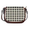 Beige And Black Buffalo Check Print Saddle Bag