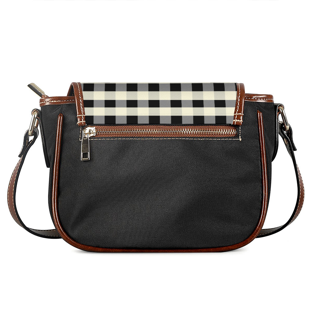 Beige And Black Buffalo Check Print Saddle Bag