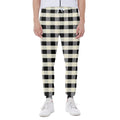 Beige And Black Buffalo Check Print Joggers