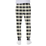 Beige And Black Buffalo Check Print Scuba Joggers