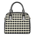 Beige And Black Buffalo Check Print Shoulder Handbag