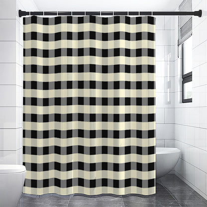 Beige And Black Buffalo Check Print Shower Curtain