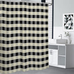 Beige And Black Buffalo Check Print Shower Curtain