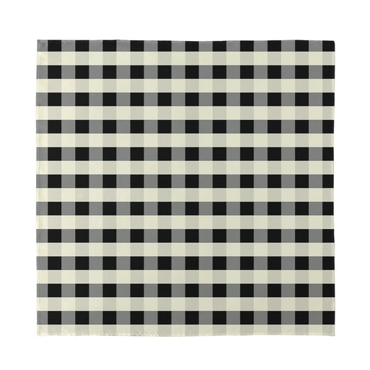 Beige And Black Buffalo Check Print Silk Bandana